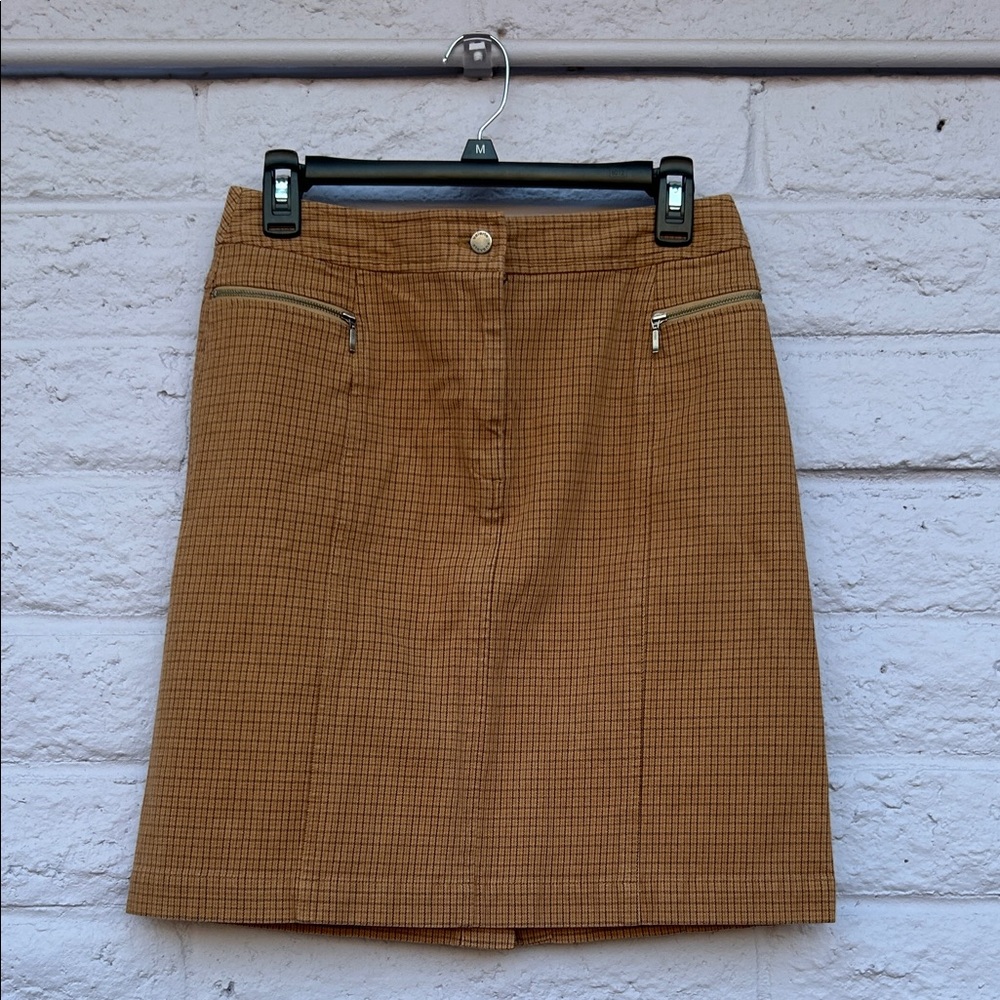 Vintage Valerie Stevens Tan and Brown High Waisted Mini Skirt